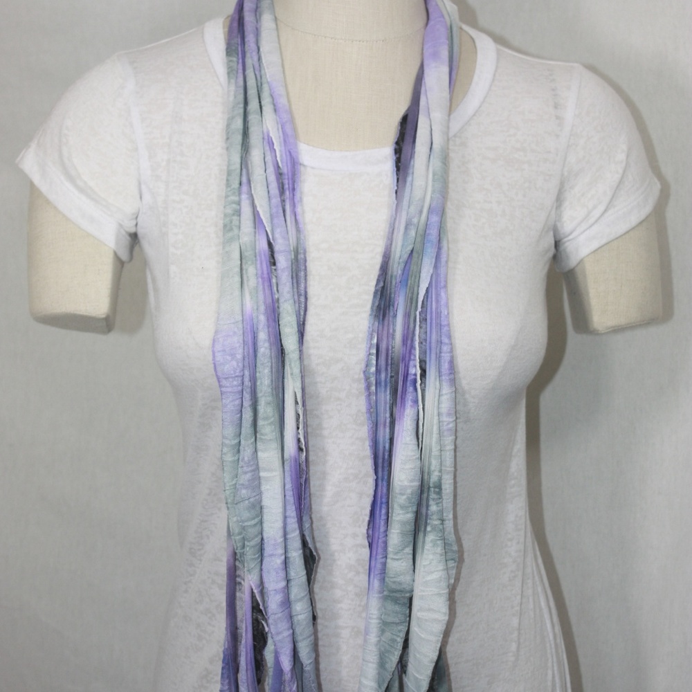 Purple Solid & Patterned Scarf Accessory - Picture 7 of 8